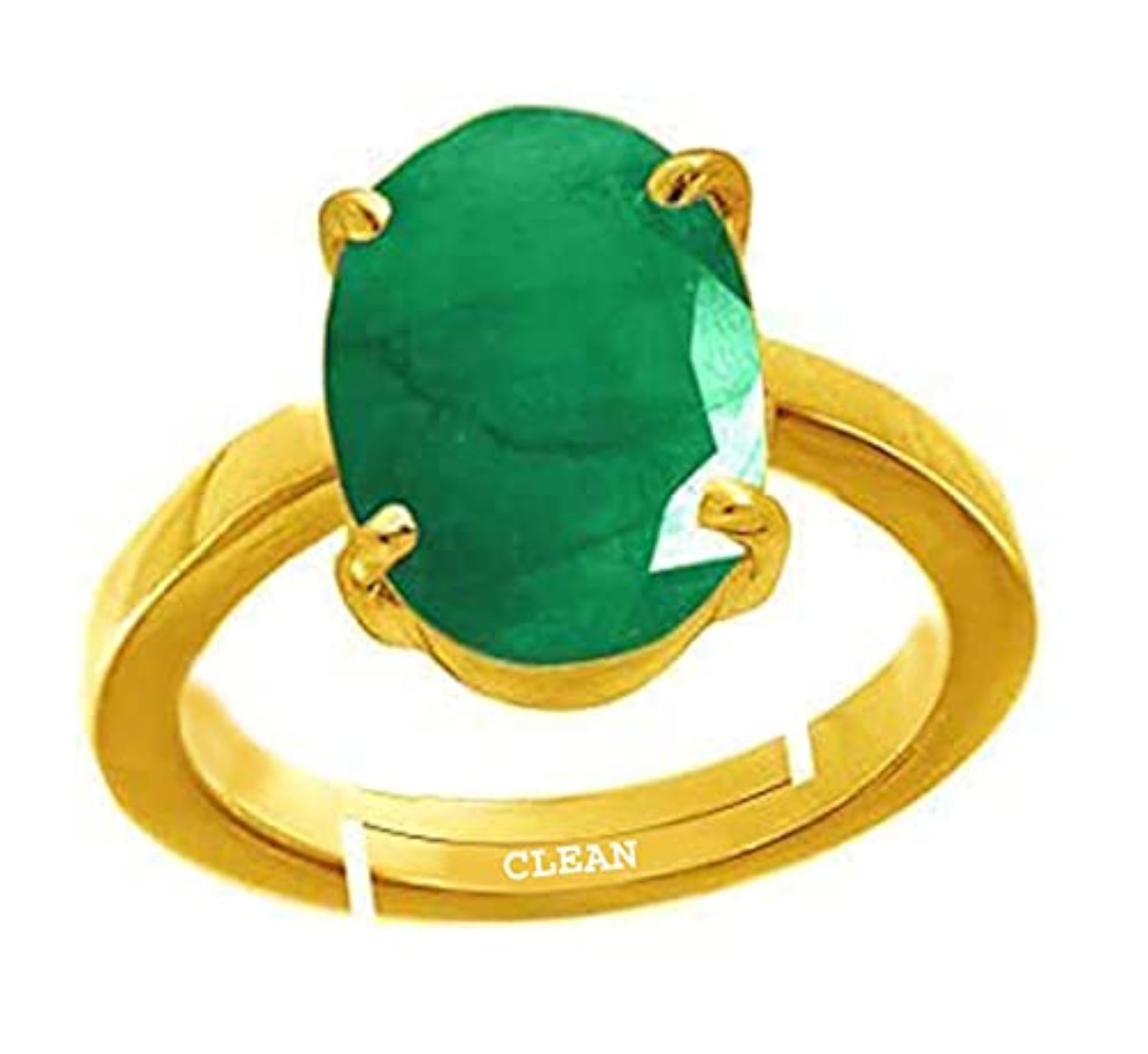 Emerald 9.25 Ratti Gold Plated Adjustable Ring, Unisex