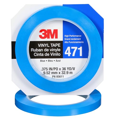 Image of 3M Vinyl Tape 471, 3 /8 in x 36 yd, Blue, 1 Roll, Blue Floor Tape, Paint Alternative for Floor Marking, Social Distancing, Color Coding, Safety Marking