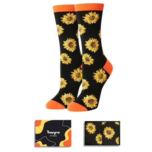 HAPPYPOP Plant Gifts - Stawberry Banana Pickle Cherry Sunflower Socks for Women