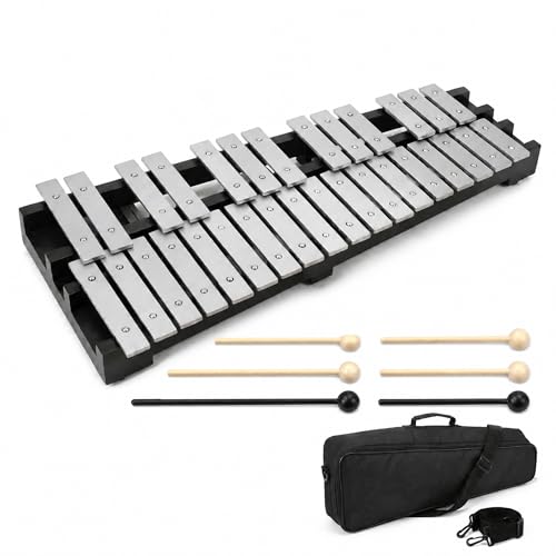 Image of Japard 30-Note Glockenspiel Bell Kit, 6 Mallets, Carrying Bag | Portable Percussion Set for Music Practice, School, Band and Performance