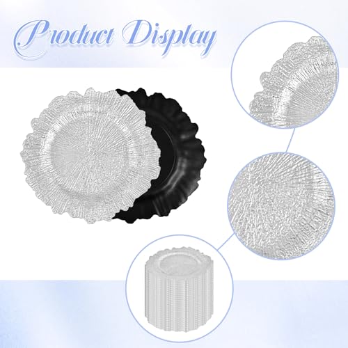 50 Pcs Round Silver Charger Plates 13 Inch Chargers for Dinner Plates, Reusable Reef Plastic Charger Plate Bulk with Floral Decorative for Wedding,Christmas,Party,Event Tabletop Decoration by FXKS - Image 3