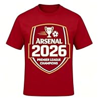 2026 Premier League Champions Commemorative Tee Celebrate Arsenal's historic 20th league title with this officially licensed t-shirt. Featuring "2026 PREMIER LEAGUE CHAMPION" printed on the front, this tee is the perfect way to honor the unforgettabl...
