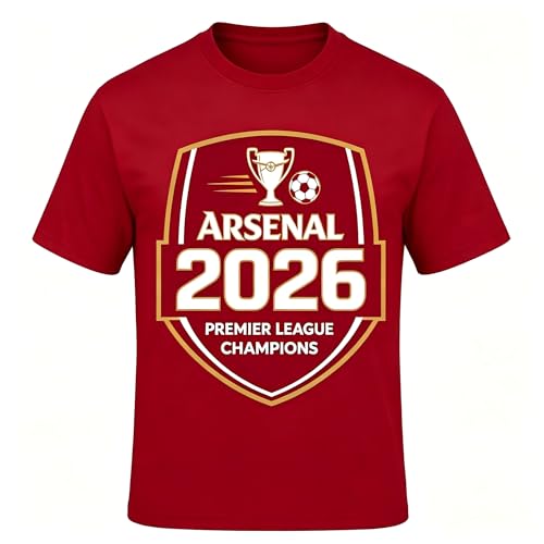 Image of Arsenal 2026 Premier League Champions T-Shirt – 100% Cotton Crewneck Tee for Men Women, 20th Title Celebration (UK, Alpha, 4XL, Regular, Regular)