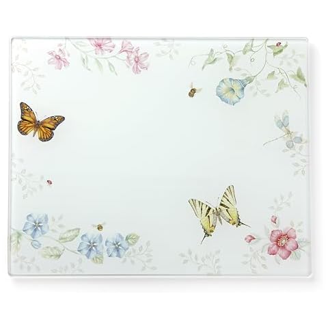 Lenox Butterfly Meadow Large Glass Cutting Board, 2.95 LB, Multi Cover