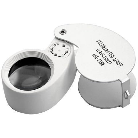 Accessotech LED Jewellers Loupe 40 x 25mm Glass Jewellery Magnifier Hallmark Eye Lens Gold Cover