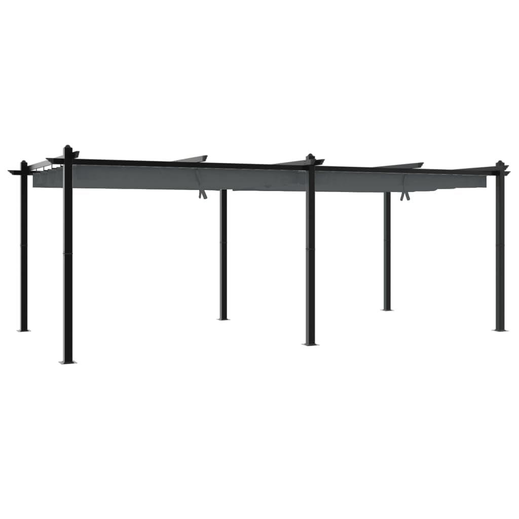 Pergola en aluminium - 3 x 6 m - Avec toit rétractable - Anthracite - Structure stable pour auvent de terrasse - Toit solaire en polyester imperméable avec revêtement PA - Idéal pour le jardin