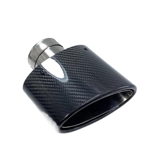 Escape de coche universal negro de acero inoxidable ovalado con terminal de fibra carbono