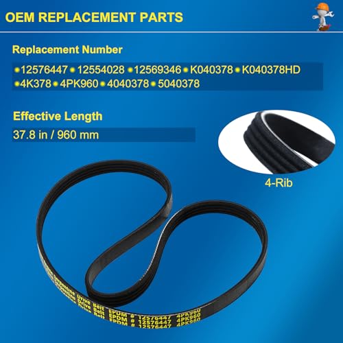 Image of AC Belt 12576447 Compatible with Chevy Silverado Tahoe Suburban Avalanche Express, GMC Sierra Yukon Savana, Cadillac Escalade, Air A /C Compressor Driver Belt for 1999-2008 V8 Engine