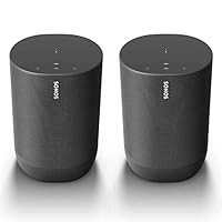 Sonos Move - Battery-Powered Smart Wi-Fi and Bluetooth Speaker with Alexa Built-in - Black (2-Pack)