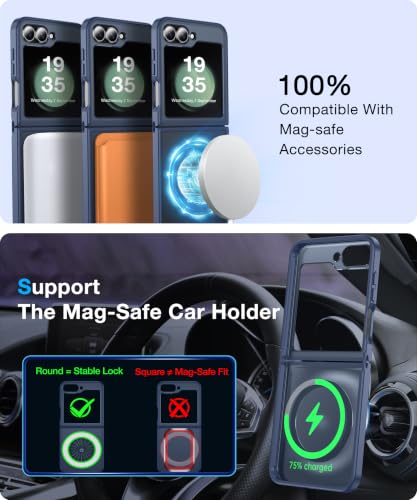 Image of NO.1 Magnetic for Samsung Galaxy Z Flip 7 FE Case with MagSafe | [Military Grade Drop Tested][Translucent Matte][Anti-Fingerprint] Soft Silicone Bumper for Samsung Flip 7 FE Case Slim,Blue