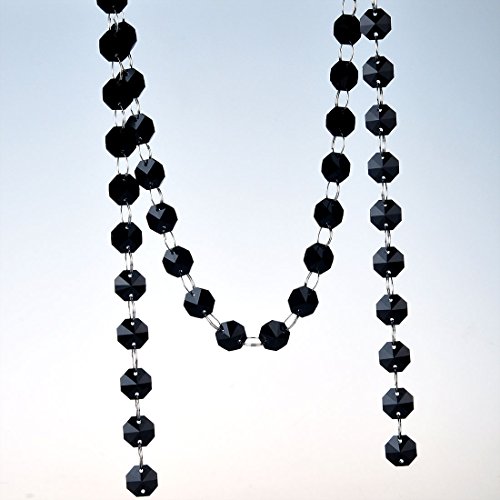 H&D 6Ft Glass Crystal 14Mm Octagon Beads Chain Chandelier Prisms Hanging Wedding Garland Christmas Decor (Black) #TOP5