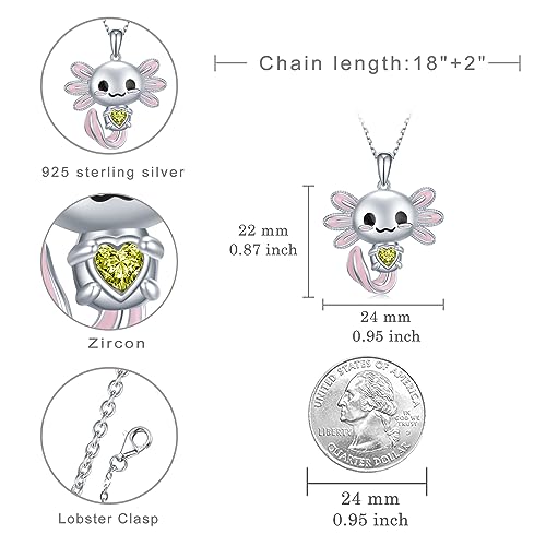 Image of Axolotl Necklace 925 Sterling Silver Axolotl Pendant Cute Animal Jewelry Gift for Women