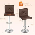 BestOffice Bar Stools Barstools Bar Chairs Heigh Adjustable Swivel Stool with Back Set of 2 PU Leather Kitchen Counter Stools Dining Chairs,Brown