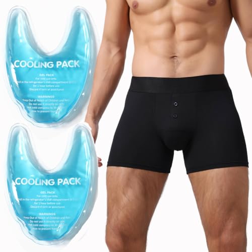 Amorgours Vasectomy Underwear with 2 Custom Fit Ice Packs for Testicular Support and Pain Relief Vasectomy Support Snug Briefs Gift for Men -3XL size Black