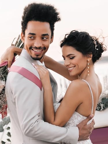 SWEETV 14K Gold Plated Long Pearl Drop Dangle Earrings for Women, Tassel Chain Baroque Pearl Wedding Bridal Earrings for Brides Bridesmaids, Prom Jewelry Gifts 5