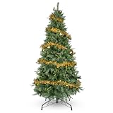 YEAUPE PRO Kunstkerstboom, 165 cm met 800 takken, pvc en PE, stabiele metalen voet met 9 m decoratieve band, voor binnen en buiten