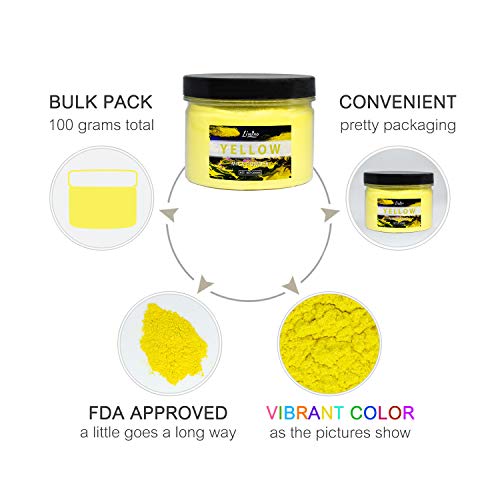 Mica Powder Pure - 3.5Oz Pearl Epoxy Resin Color Pigment - Cosmetic Grade Slime Coloring Pigment - Natural Soap Dye For Soap Making Supplies Kit, Bath Bomb Colorant, Paint, Nail Art (Yellow) #TOP4