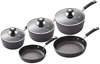 Tower T900116 Precision 24cm Non-Stick Forged Aluminium Stock Pot Diamond Coating, Soft Grip Handles, Black
