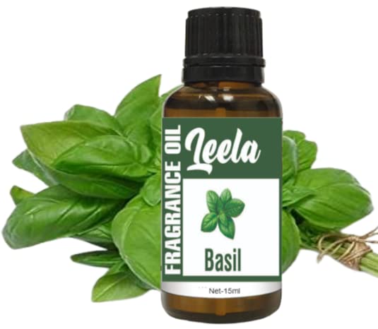 Leela Organic Basil(Tulsi)100% Pure Aromatherapy,Bathing,Handmade Soap Making,Beauty&Cosmetics Multipurpose Uses(Tulsi Oil 15Ml)