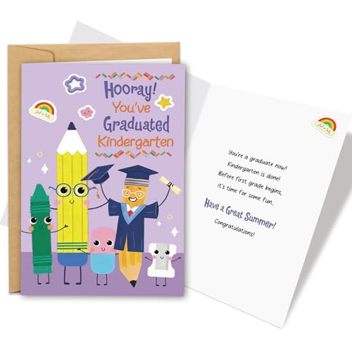 oxggerk Cute Kindergarten Graduation Card, Kindergarten Graduation Card for Boy Girl, Congratulations Graduate Card from Family