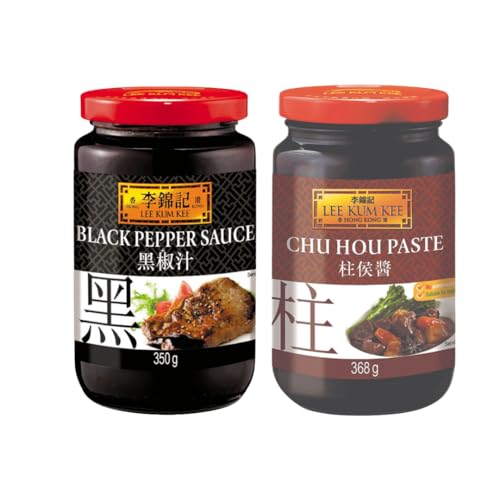 Lee Kum Kee Chinese Essential Stir Fry, Marinade & Dipping Sauce Kit - Black Pepper Sauce 350g & Lee Kum Kee Chu Hou Paste 368g (Pack of 2)