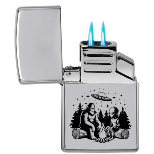 Encendedor de antorcha doble llama Bigfoot Alien UFO miniatura 1