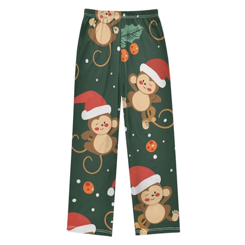 ZZXXB Monkey Xmas Berry Boys Long Pants Soft Trousers Elastic Waist Kids Lounge Bottoms with Pockets S-XL2