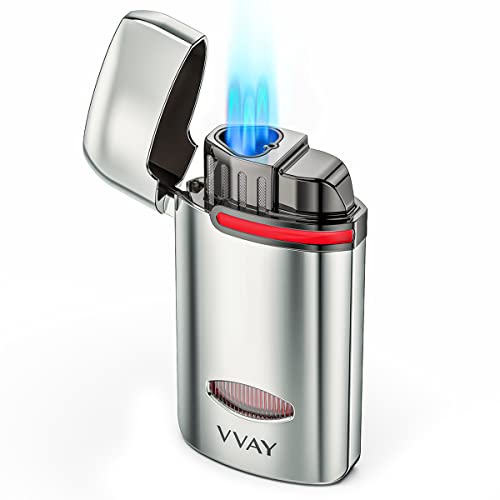 VVAY Accendino Sigari Triple Jet Flame, Accendino Antivento Gas Ricaricabile, Venduto Senza Gas