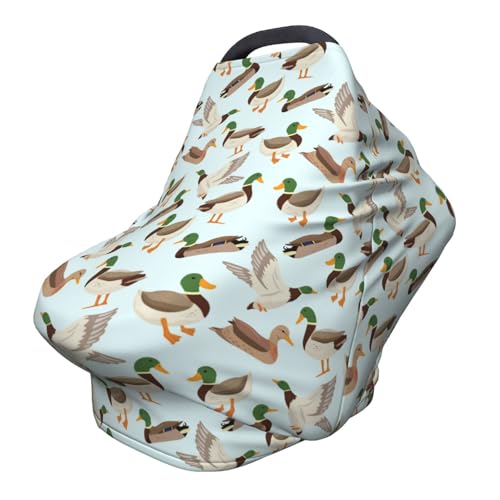 Cute Mallard Duck Baby Stuff Car Seat Covers Baby Multi-Use Car Seat Canopy Carrier Cover, Breathable Breastfeeding Cover Boys & Girls