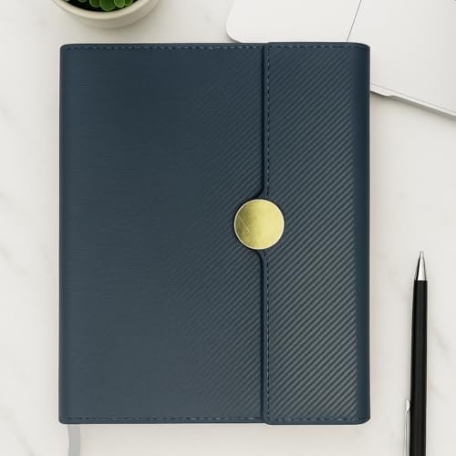 Image of A5 Journal Notebook Diary for Men Women | Office Journal Diary Notebook with Magnetic Flip Lock and Mobile Holder Pocket (200 Ruled Pages, 6 x 8.5 Inches, 80 GSM) (Round Mag. Black)