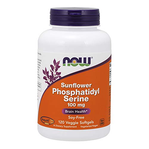 NOW Supplements, Sunflower Phosphatidyl Serine 100 mg, Derived from Non-GMO Sunflower Lecithin, 120 Veggie Softgels