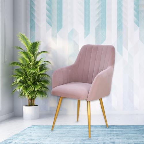 Image of Taboo Velvet Dining Chair Set of 6 | Upholstered Accent Arm Chairs | Soft Cushioned Seat with Backrest | Modern Velvet Fabric Chairs with Metal Legs | Living Room, Bedroom, Cafe & Restaurant | Purple