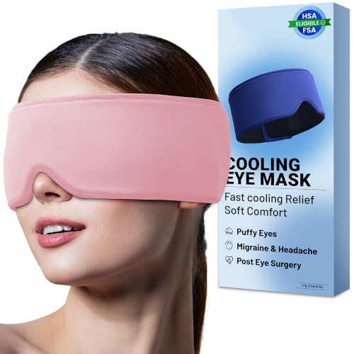Image of Cooling Gel Eye Mask for Puffy Eyes, Migraine & Headache Relief, Full Eye-Area Cold Compress for Eyes & Temples, FSA Eligible HSA Reusable Eye Ice Pack for Swelling & Post-Surgery Recovery