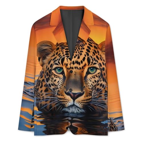 Leopard Water Sunset Men's Casual Blazers Slim Fit Sport Coats Blazer Two Buttons Suit Jacket for Work Party3