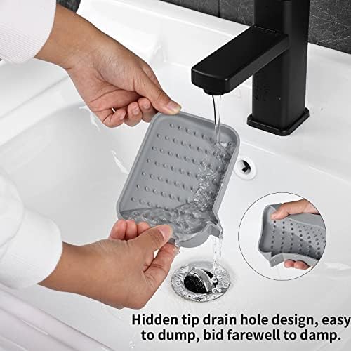 Soap Holder, FWLWTWSS 2Pcs Silicone Soap Dish Self Draining Soap Case Holder Anti-Slip Shower Soap Holder for Bathroom Kitchen Counter Top, Keep Soap Bars Dry & Extends Soap Life, Easy Cleaning