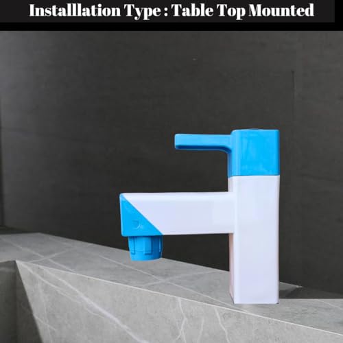 Image of PTMT Square White PVC Blue Crystal Plastic Water Tap /Long Body Plastic /Routing Tap /Washing Area /Kitchen Sink Tap /Bathroom Bib Cock for Hot & Cold Water /Basins Cock (Pack of, 6)