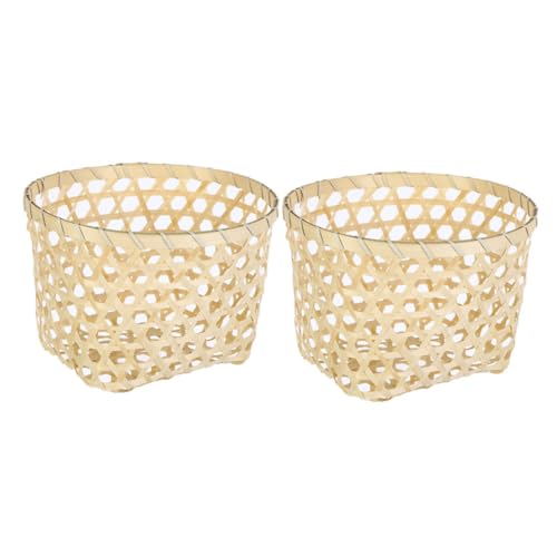 Unomor 2pcs Storage Basket Pasta Fruit Holders Willow Fruits Bowl Wicker Vegetable Basket Food Containers Vegetable Colander Hand Woven Basket Household Food Baskets Fruit Baskets