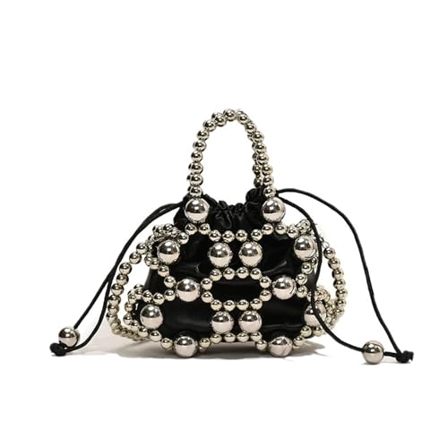 YLYLSFC Black Beaded Bag Purse Clutch Bag Evening Clutches Metal