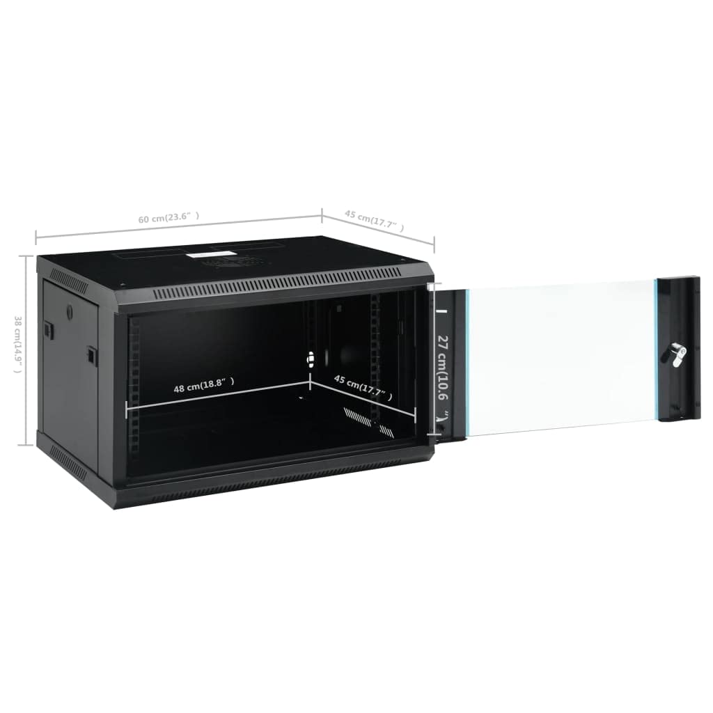 Gabinete de red montado en la pared 6U 19 IP20 600x450x375 milímetros