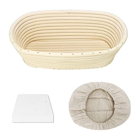 Clheatky Gärkörbchen Oval, 25 x 15 x 8 cm Gärkorb zum Brotbacken Set Cover