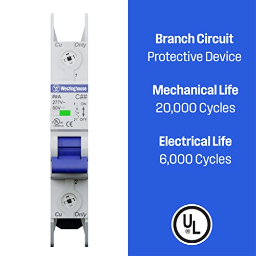Westinghouse Miniature Circuit Breaker, 8A Single Pole, C Curve, Ul 489 Certified #TOP6