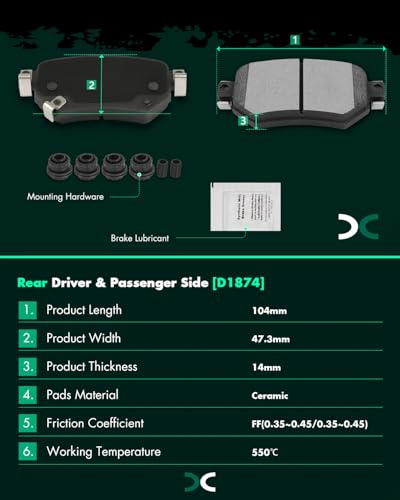 Image of SCITOO D1874-9103 Disc Brake Pads Sets Rear Ceramic Brake Pads w /Hardware