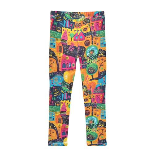 African Ethnic Colorful Abstract Girls Casual Leggings for Kids Printed Long Pant Bottoms Stretch and Soft2