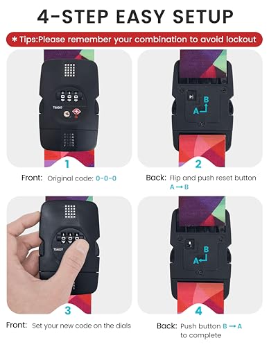 Image of Travelkin Luggage Straps TSA Approved, Suitcase Straps with TSA Lock | Adjustable, Cross luggage belt strap, combination lock, Travel,Reinforced Buckle,multiple colors, locking suitcase belt