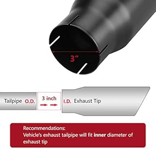 LCGP 3" Inlet Exhaust Black Tip,3" x 4" x 12" Long Clamp on Exhaust Tailpipe Tip for Truck