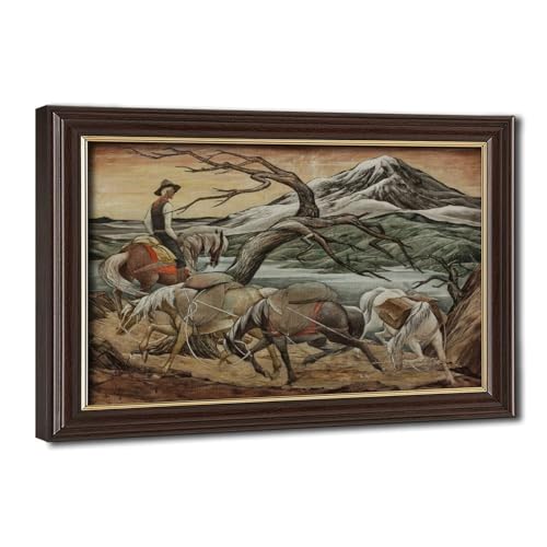 Impression sur toile de cowboy de l'ouest vintage poster rustique de cavalier américain