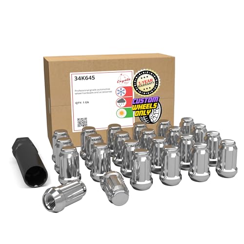 Image of Wheel Accessories Parts 24 Pcs + Key M12x1.5 12x1.5 Thread Car Spline 35mm 1.38 inch Long Lug Nuts Chrome Spline Hex Fits Chevy Blazer Colorado ｜ GMC Jimmy Canyon ｜ Ford Bronco (No Raptor) Ranger