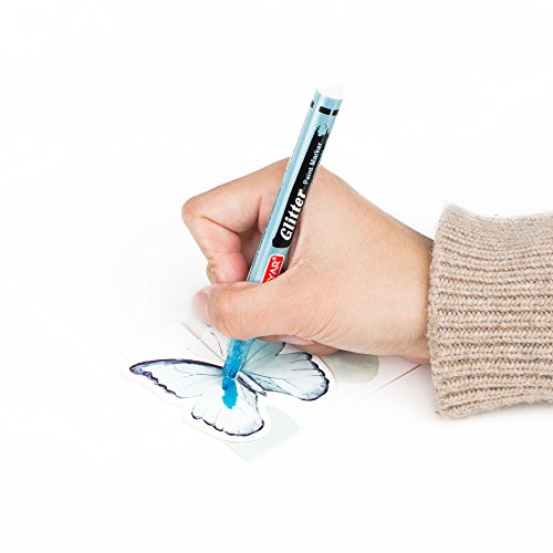 Zeyar Glitter Paint Pens, Water Based, Extra Fine Point, Nylon Tip, 12 Colors, Great For Gift Card, Poster, Album, Christmas Card And More. Non-Toxic And Safe #TOP3