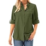 Camisas de safari para mujer, protección solar UPF 50+, manga larga, secado rápido, para pesca, senderismo, jardinería, Verde militar, S