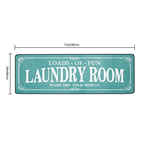 Romamigo Laundry Room Rug Runner Non Slip Laundry Mats Mudroom Runner Farmhouse Kitchen Floor Mat Bathroom Laundry Room Decor Accessories(Teal, 2' X 6') #TOP3